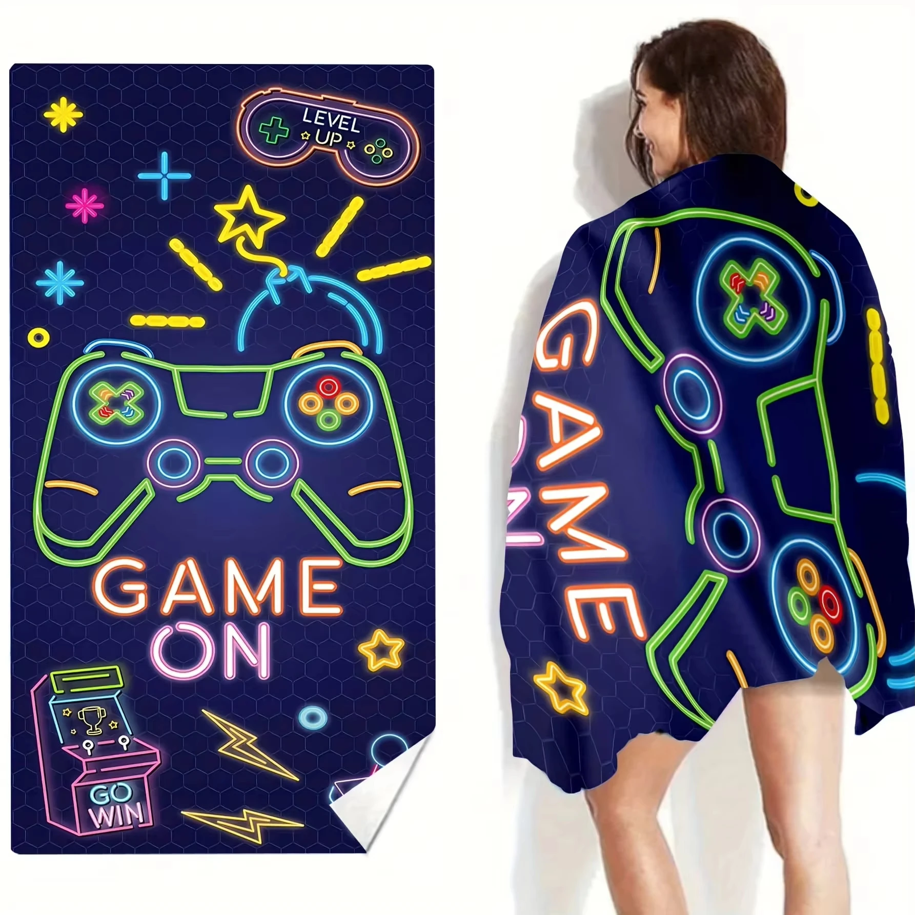 Toalla de playa para consola de juegos de microfibra de secado rápido, suave, absorbente, ligera, protección solar, accesorio perfecto para verano, 1 ud. - imagen 3