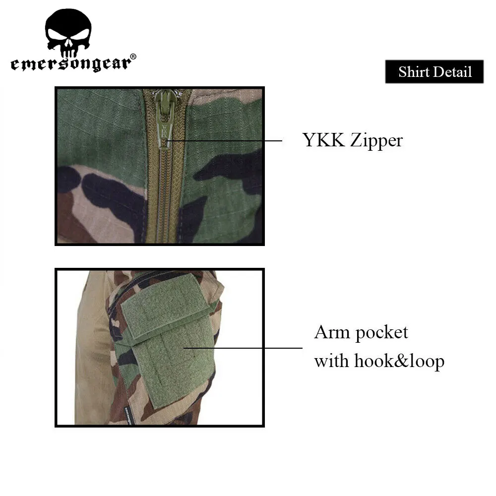 Emersongear-uniforme de combate, ropa de caza, traje Ghillie de camuflaje, emerson Woodland, pantalones tácticos con rodilleras, EM6974 - imagen 4