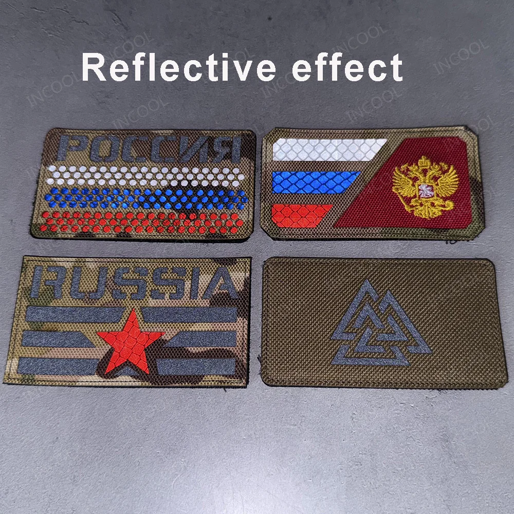 Parche reflectante de bandera de Rusia FSB KGB, sujetador de banderas rusas, apliques tácticos infrarrojos IR, insignias decorativas para bolsa de ropa, gorra - imagen 5