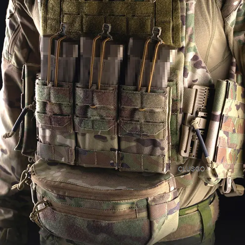 Bolsa táctica, bolsa Triple para revistas 5,56, riñonera de doble uso, bolsa colgante de almacenamiento Molle, paquete de tácticas de campo al aire libre - imagen 3