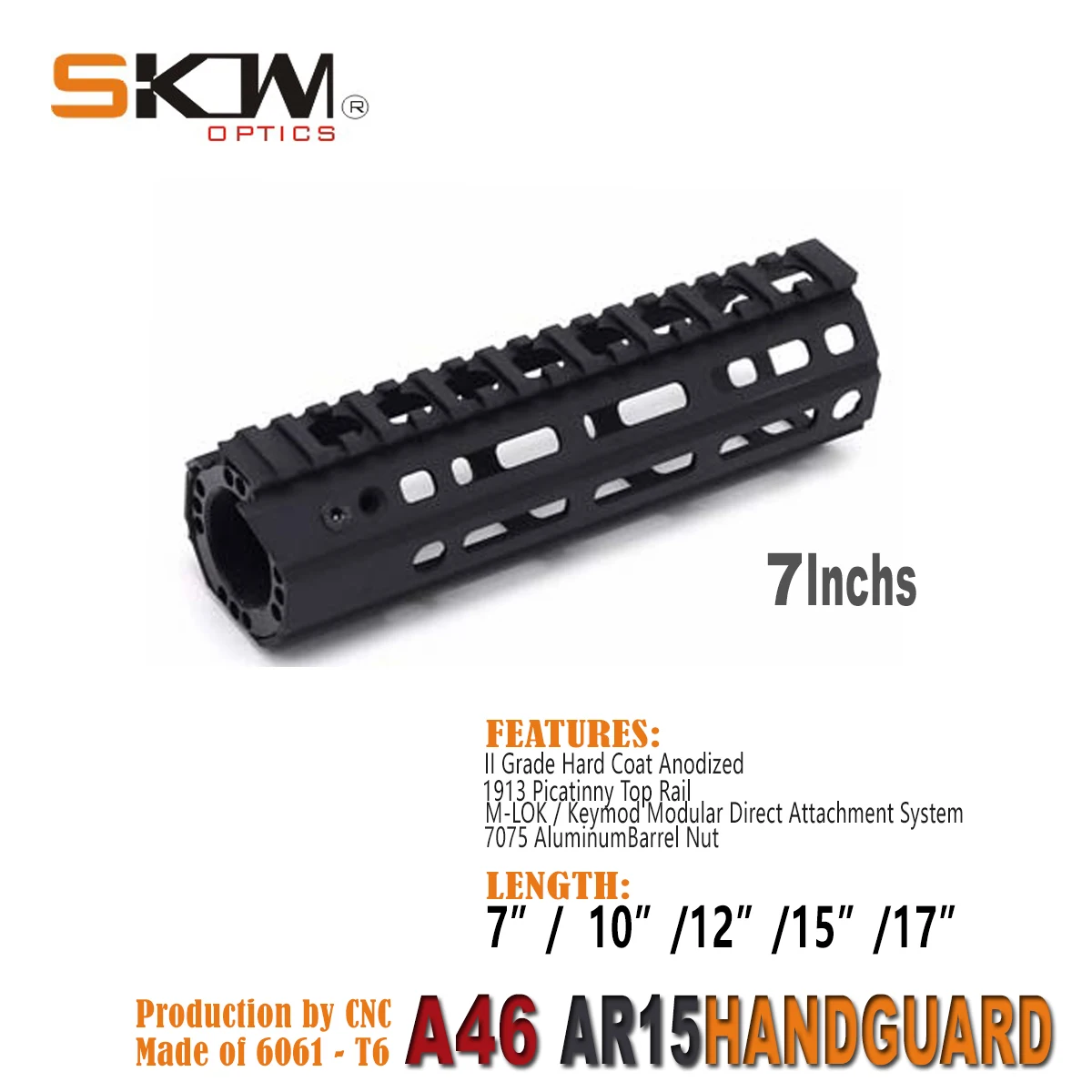 SKWGEAR Keymod M-LOK Free-Flot A46 AR15 Protector de manos 7 "9" 10 "12" 13,5 "15" 17 "para caza táctica con riel Picatinny - imagen 3