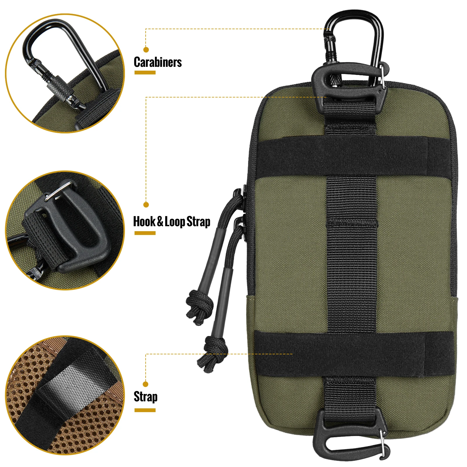 ONETIGRIS Funda para teléfono celular - Soporte para cinturón de teléfono Bolsas para teléfono Molle EDC Utility Gadget Riñonera con cremallera para tamaño 4,7 "-6,7" - imagen 5