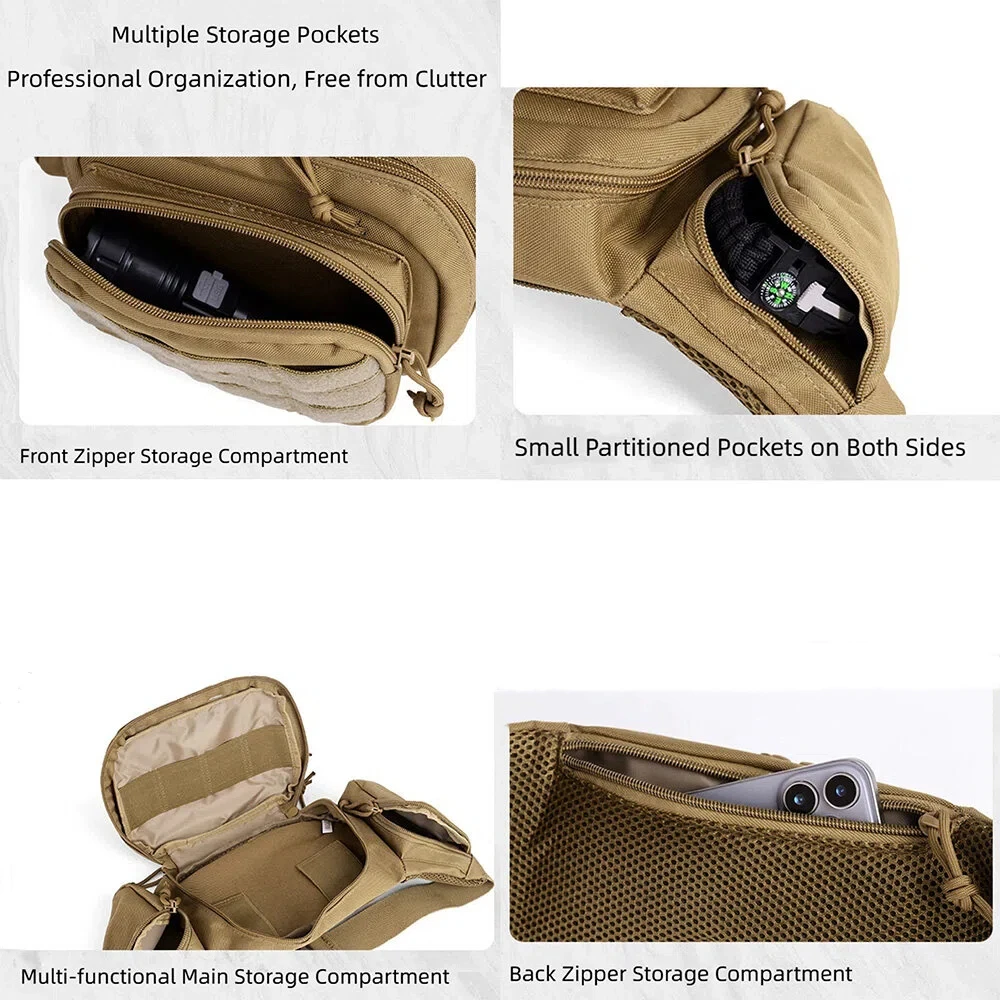 DIZETION Riñonera táctica de nailon para hombre - Bolsa deportiva de senderismo de alta capacidad para teléfono - imagen 3