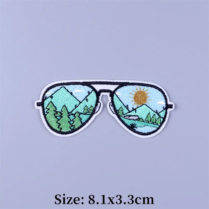 Parches bordados con paisaje de olas de mar al aire libre para ropa, parche Fusible para planchar, apliques de rayas termoadhesivas DIY en mochilas - imagen 5