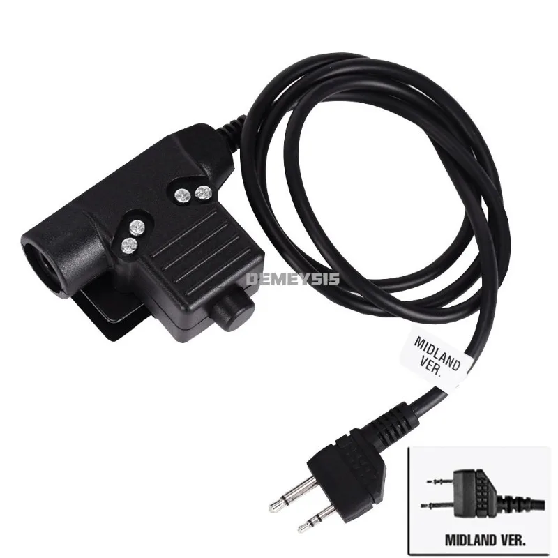Adaptador de auriculares táctico U94 PTT para Icom Kenwood Midland Moto Talkabout, teléfono móvil, Cable Push To Talk, enchufe con botón - imagen 4