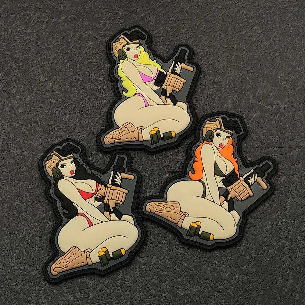 Bikini táctico insignia de moral estilo lindo parche para brazo mochila calcomanía ejercicio al aire libre traje de baño con los ojos vendados mujer - imagen 3