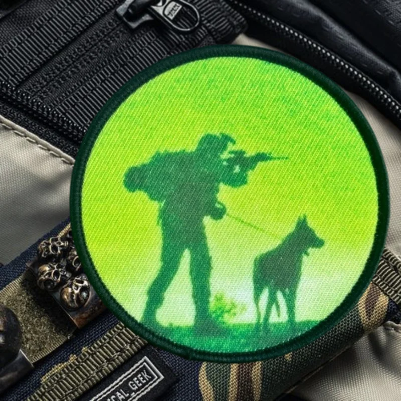 Parche con estampado de perro Hunter Hound, chaleco táctico, insignia de moral con gancho y bucle, pegatinas decorativas para mochila, parches para brazalete para ropa - imagen 5
