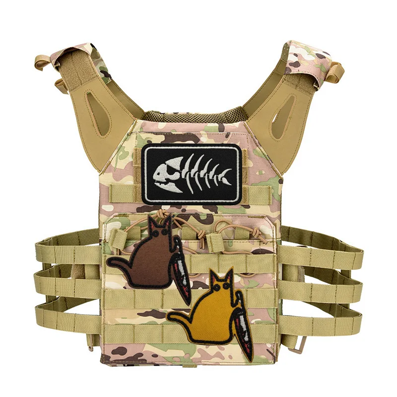 Accesorios para bolsos al aire libre, insignia de gato impresa en la parte superior de la línea, personalidad creativa, cuchillo de pescado, brazalete de moral y parches de mochila - imagen 2