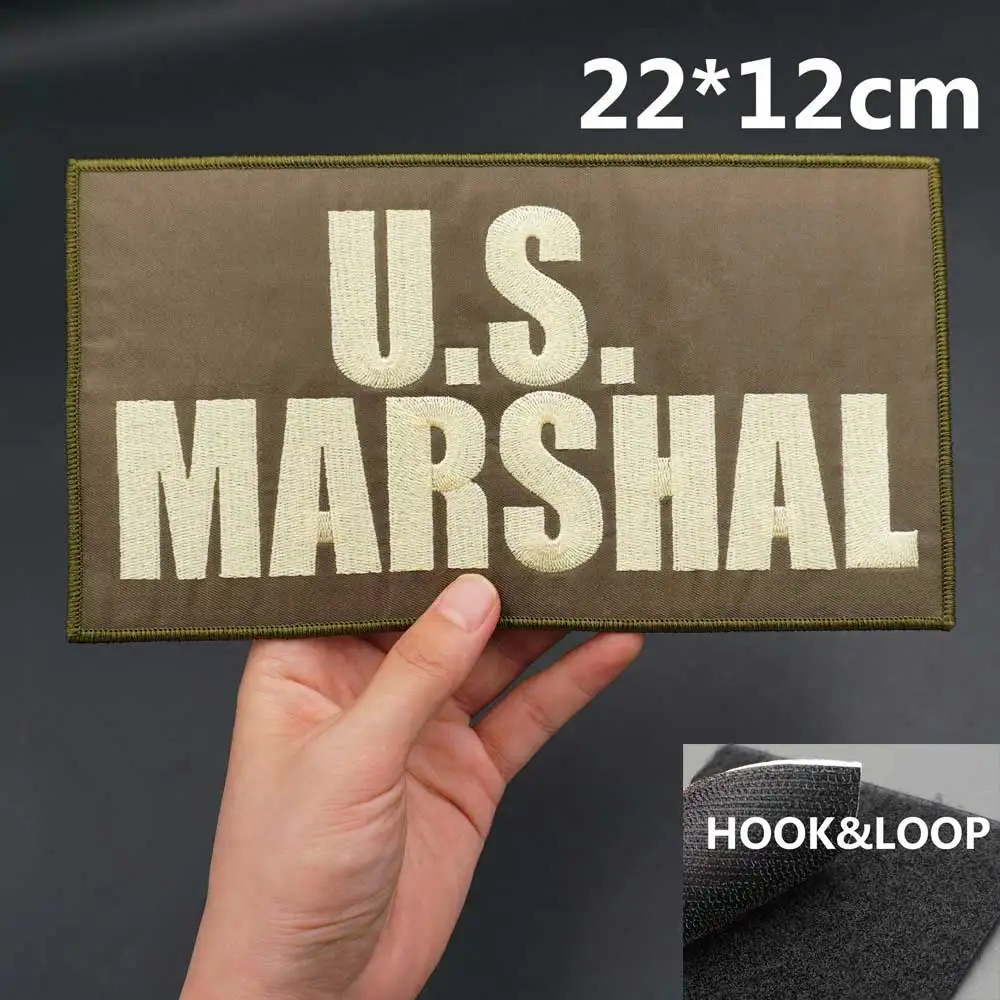 Parche bordado grande de MARSHAL de EE. UU., insignia táctica militar con respaldo de hierro y gancho para ropa, sombrero, bolsos - imagen 3
