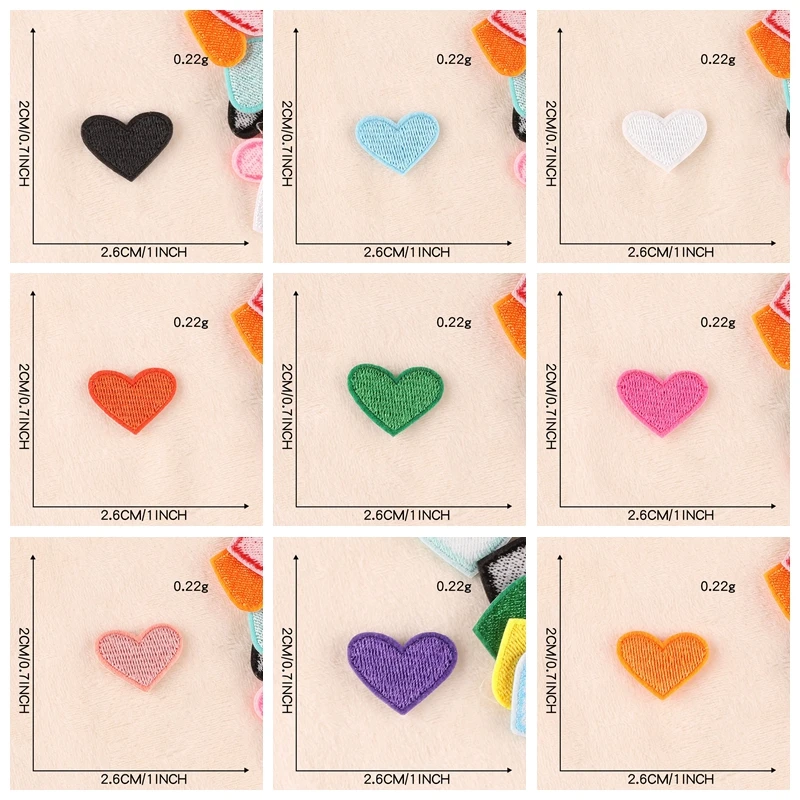 Parches bordados de corazón de amor para ropa, parches para planchar para ropa, parches de dibujos animados DIY, zapatos, sombreros, Jeans, pegatinas para coser, 20 unids/set - imagen 5
