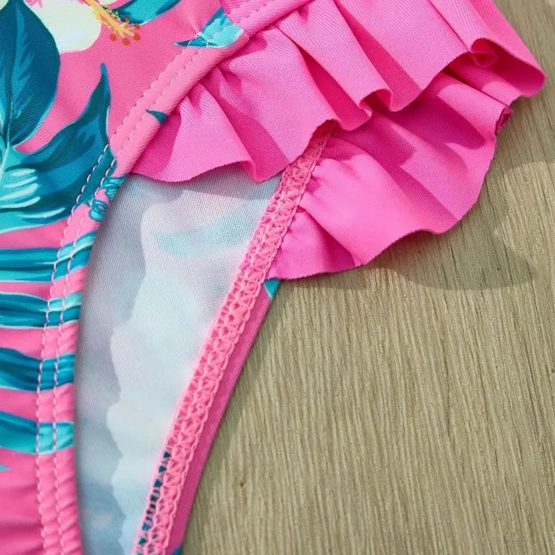 Traje de baño de manga larga con protección UV para niños, traje de baño de una pieza con estampado de flores para niñas de 3 a 8 años - imagen 5