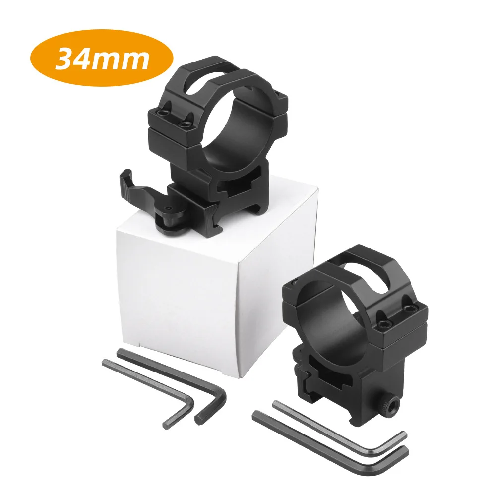 Soporte láser para linterna, montaje de alcance de liberación rápida de 34mm, riel de 20mm, mira telescópica óptica, adaptador de anillos de alcance QD
