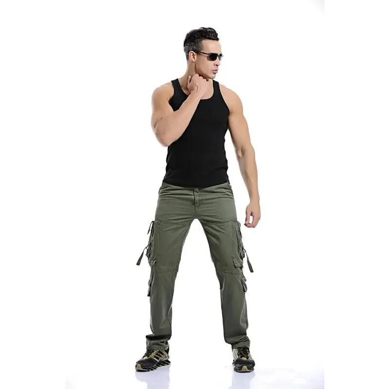 Pantalones tácticos militares para hombre, ropa de algodón, varios bolsillos, holgada, resistente al desgaste, informal, recta, 28-42, talla grande - imagen 5