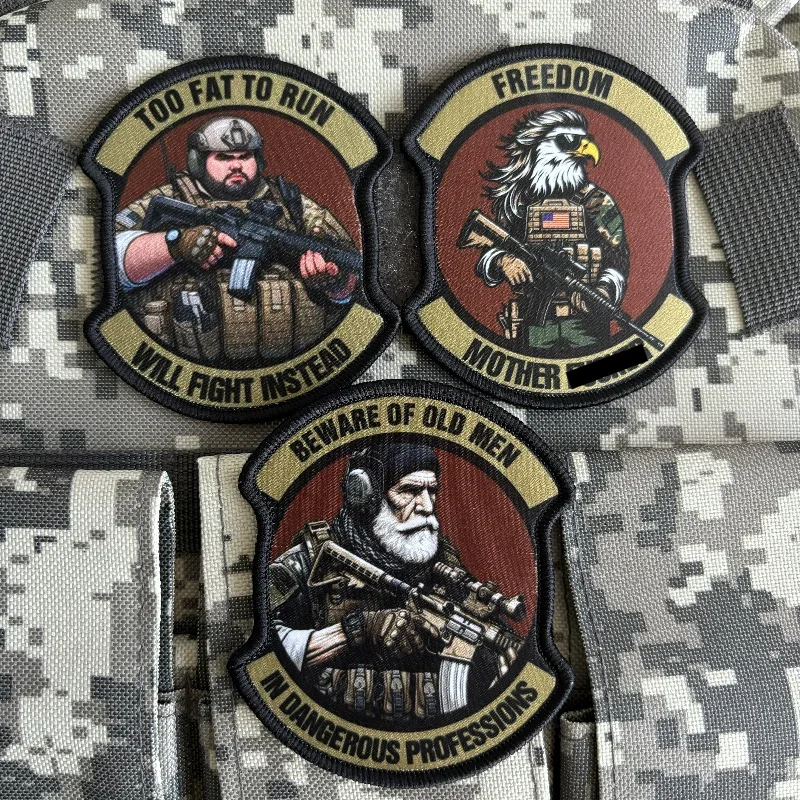 Parche táctico de soldado del ejército M4, insignia de moral de Rifleman, parches de impresión, gancho y bucle, pegatina para mochila militar de hombre mayor y gordo - imagen 2