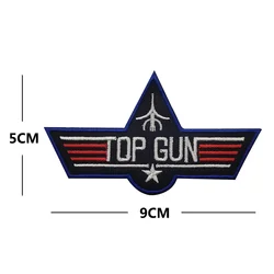 Parche Top Gun bordado rojo velcro militar