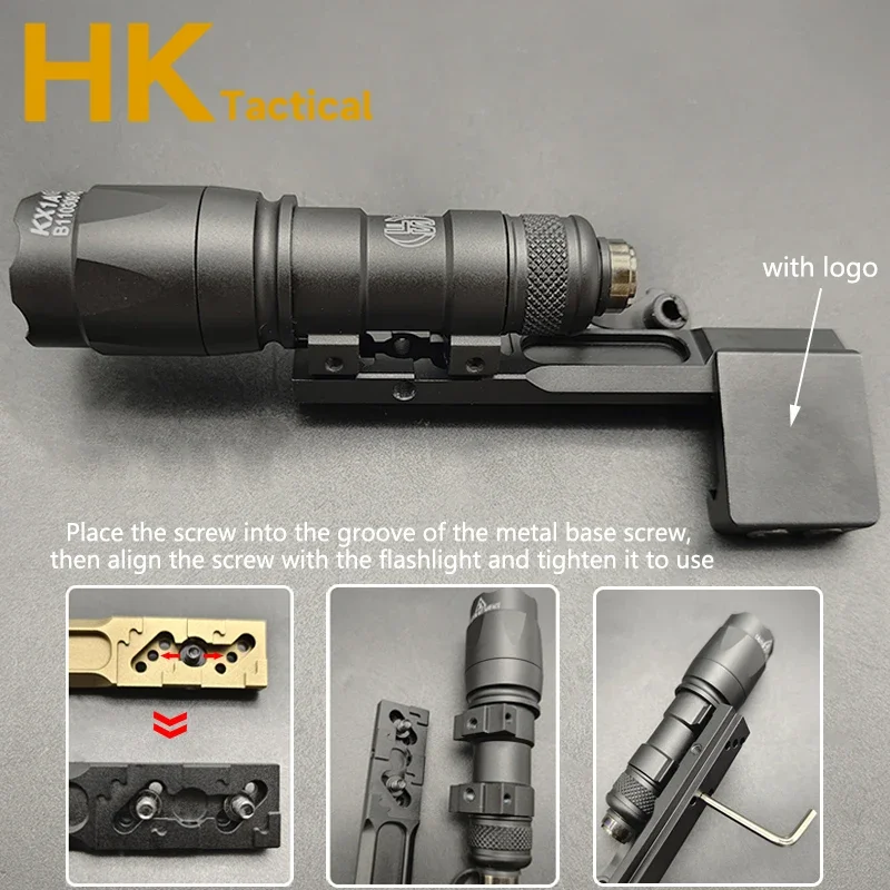 Base de luz exploradora táctica Airsoft SF M300 M600 PLH-V2 linterna montaje compensado compatible con MLOK 20mm Rail táctico caza Weapo adaptador - imagen 3