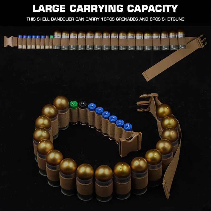 Cinturón bandolera redondo para escopeta, para granada de 16x40mm con soporte para munición GA de 8x12 - imagen 4
