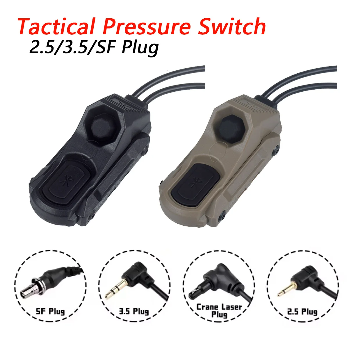 Táctico Airsoft Axon UNITY doble función presión interruptor remoto cola SF 2,5 3,5 enchufe PEQ15 Surefir M300 M600 Airsoft luz - imagen 4