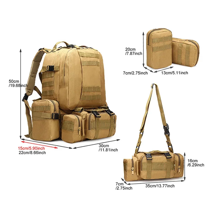 Bolsa para acampar al aire libre para hombre, bolsa de viaje para deportes de senderismo, equipo de caza militar, bolsa táctica, mochila combinada cuatro en uno - imagen 3