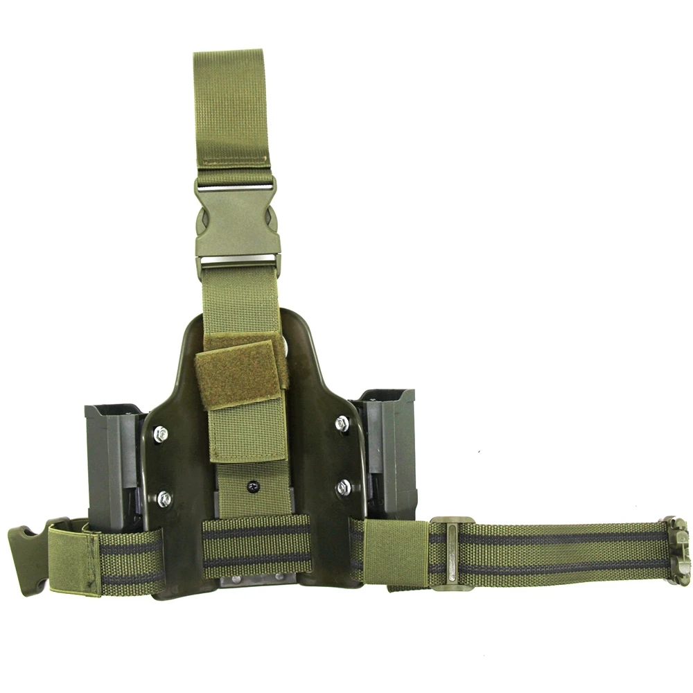 Plataforma táctica de pierna caída para caza, funda para muslo al aire libre, adaptador de paleta con doble bolsa para revista para G17 G19 con correa para pierna - imagen 4