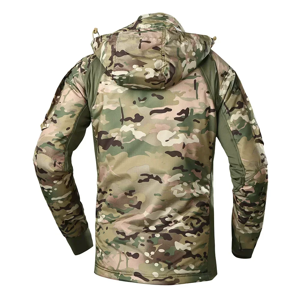 Chaquetas tácticas para hombre, ropa cortavientos suave, chaqueta Bomber con capucha, abrigo de camuflaje para ciclismo, ropa gruesa de caza ligera - imagen 4
