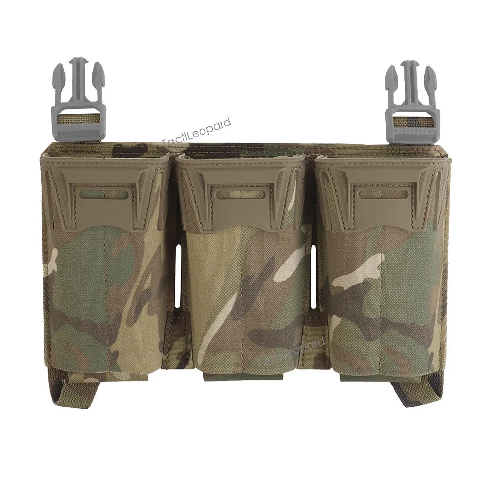 Bolsa táctica multicalibre Triple Mag M4 5,56 7,62x39 PCC 9mm mordazas extendidas placa frontal gancho G bolsa MOLLE caza Agili - imagen 4