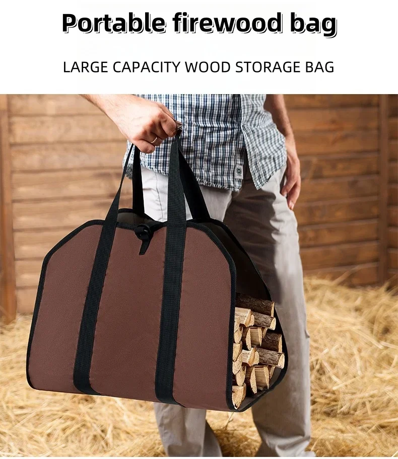 Nueva gran oferta bolso de mano para Picnic turístico al aire libre portátil duradero tela Oxford bolso de leña bolsa de almacenamiento - imagen 2