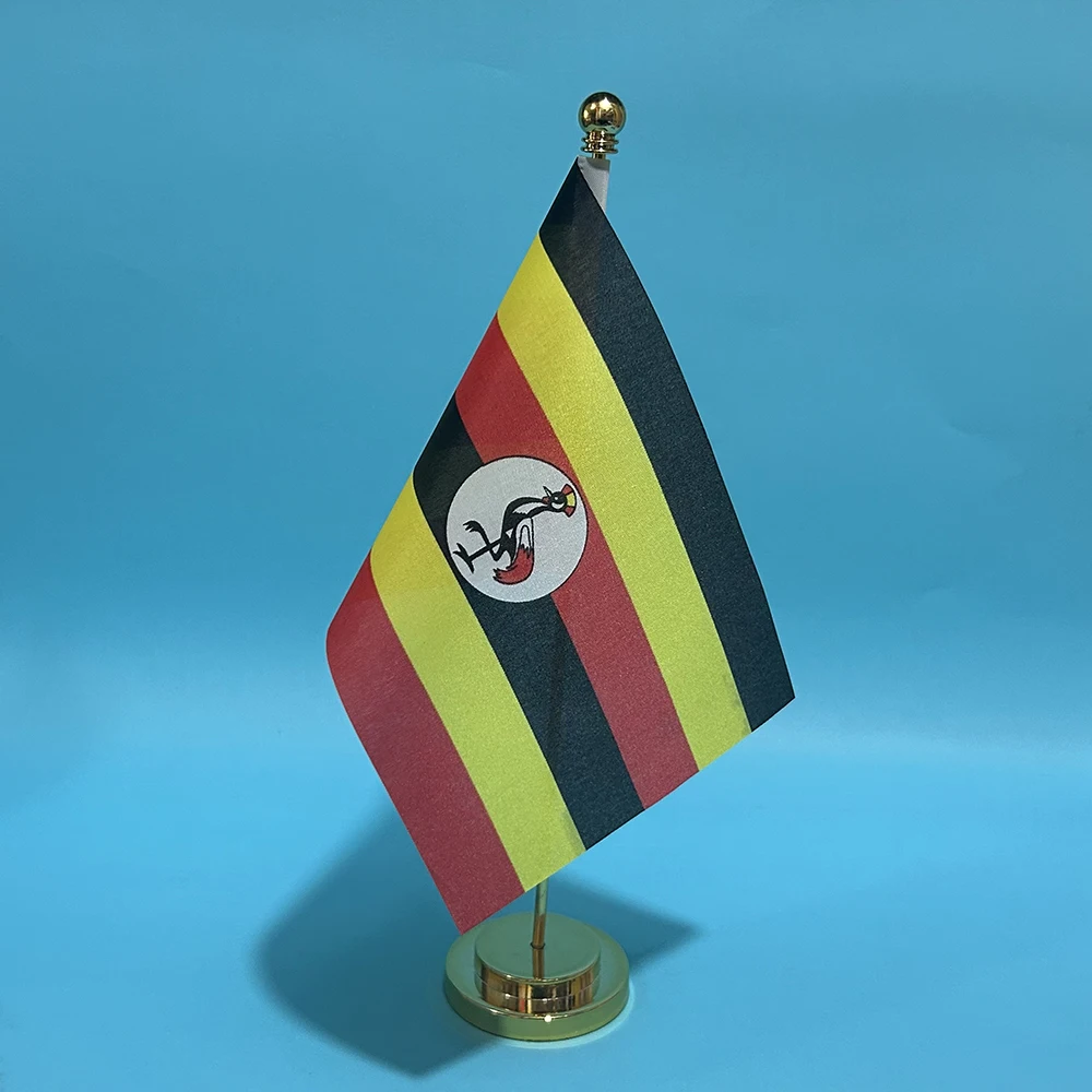 BANDE DE SKY Bandera de escritorio de oficina Bandera de Uganda 14x21 cm poliéster Bandera nacional de UGA Uganda Bandera de país Adornos de escritorio Banderas - imagen 3
