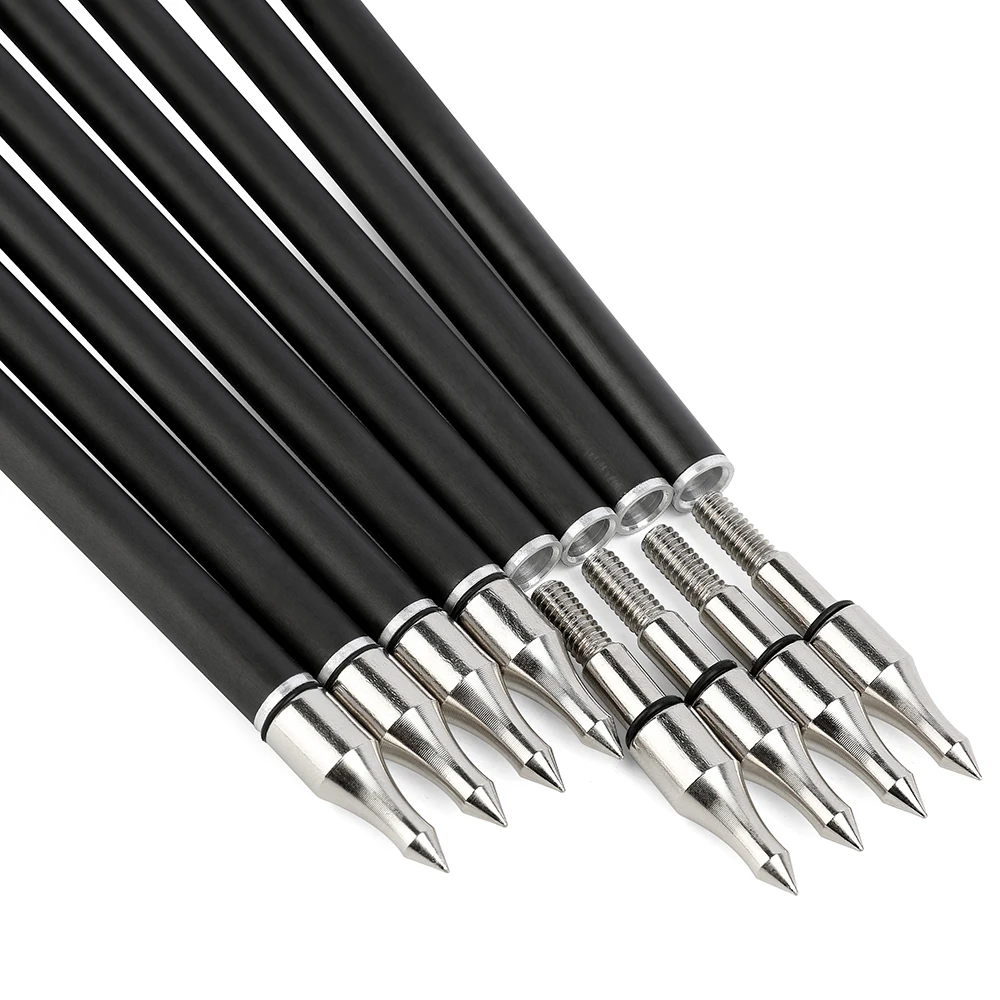 Flecha de tiro con arco SP500 de 31,5 pulgadas, paleta de goma de 3 ", punta de flecha de 100 granos, práctica de tiro y caza, 6/12 Uds. - imagen 5