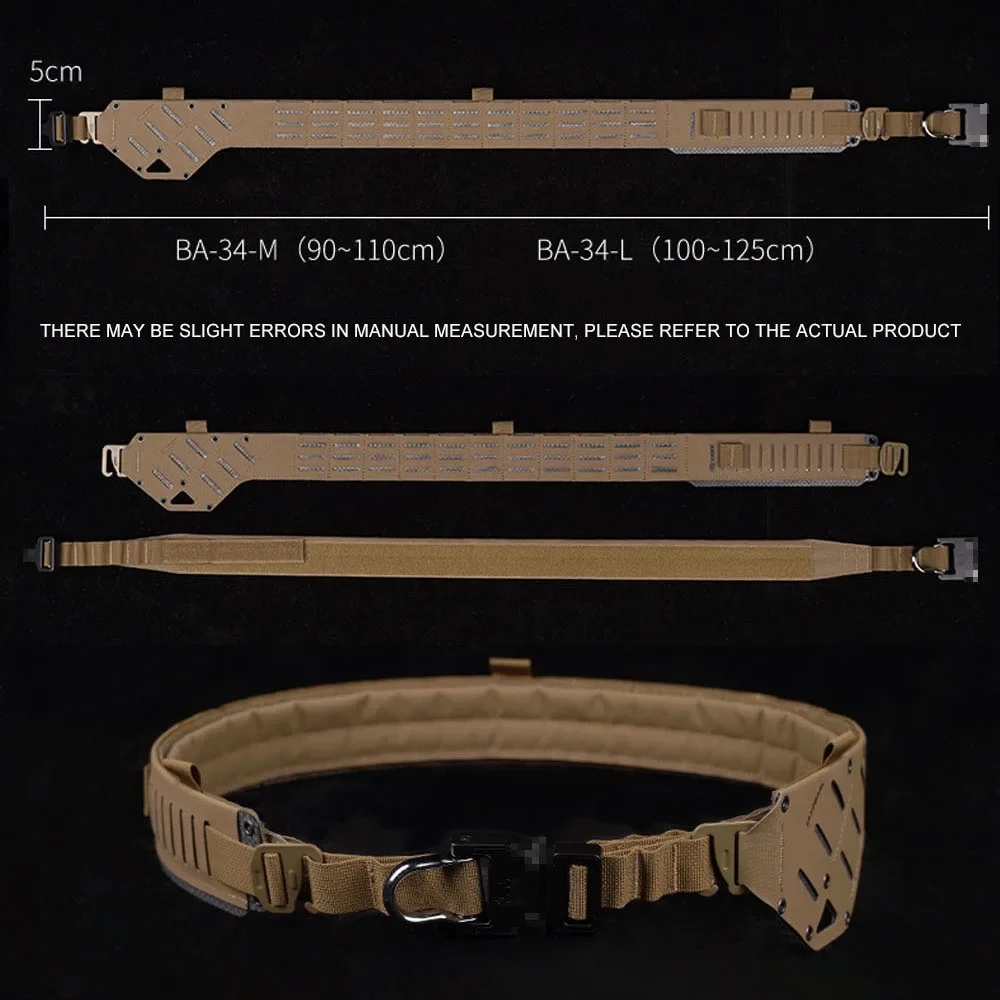 Cinturón táctico Molle de liberación rápida, hebilla de Metal, caza, entrenamiento de combate, ajustable, Paintball, Airsoft, 2 en 1 - imagen 3