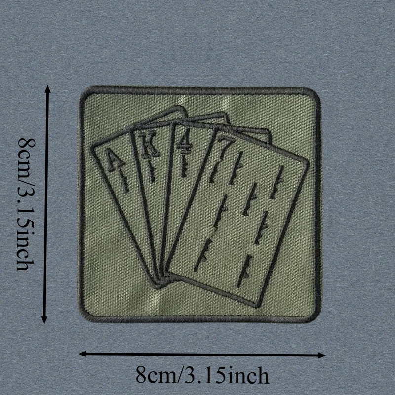 Parche bordado Ak47, tarjeta de póker, chaleco táctico, insignia de moral con gancho y bucle, pegatinas decorativas para mochila, parches para brazalete para ropa - imagen 3