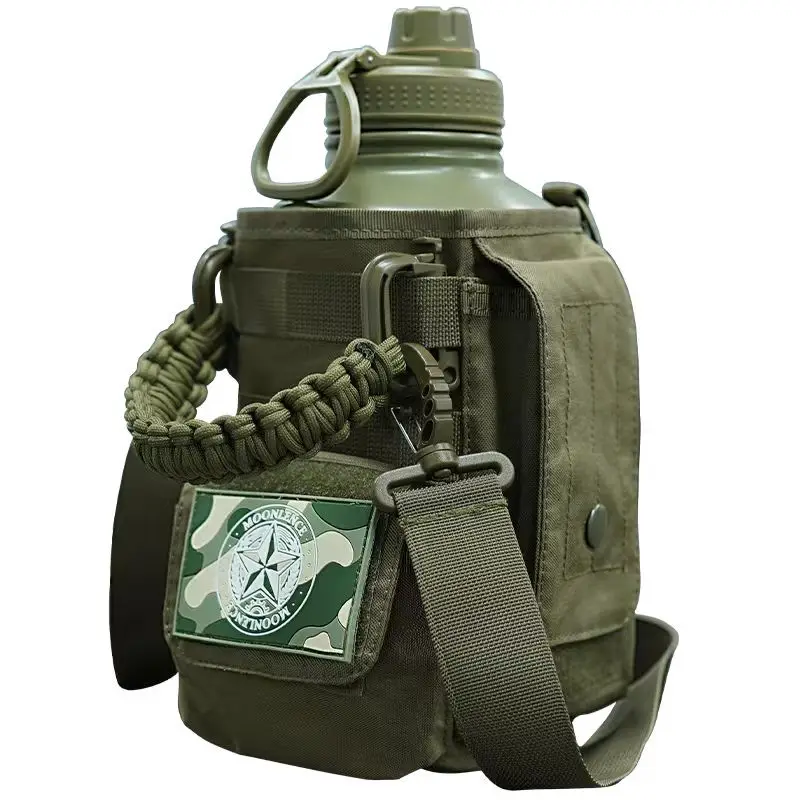 Hervidor de acero inoxidable, taza de aislamiento frío deportiva portátil de gran capacidad, botella de agua caliente para acampar en coche, 2 litros