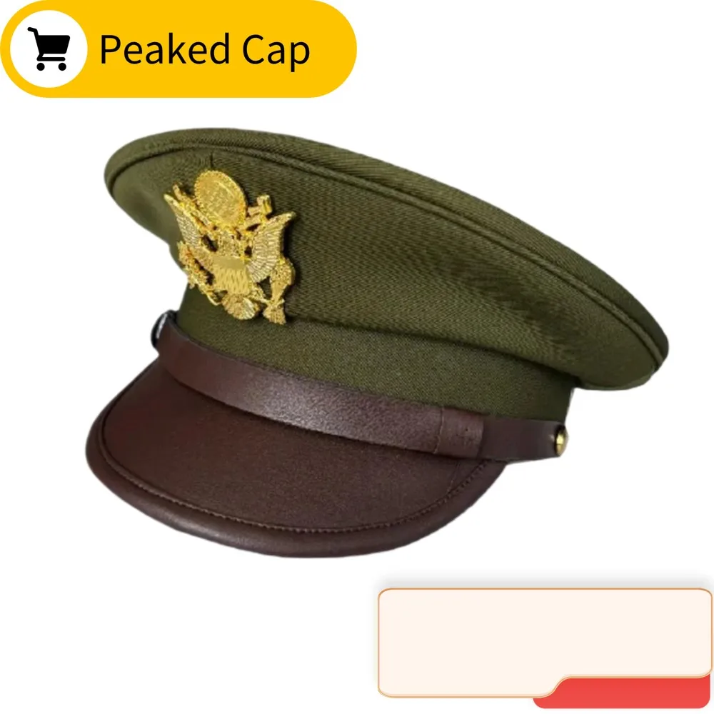 Gorra militar vintage con insignia metálica Segunda Guerra Mundial - imagen 3