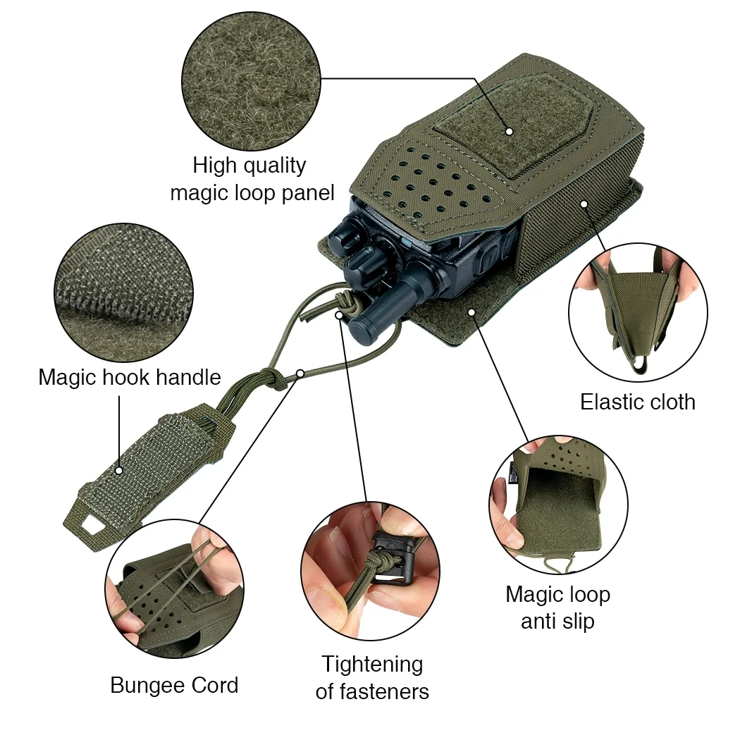 Bolsa táctica para walkie-talkie, tarjeta Oxford 600D, bolsa de Radio Molle, soporte portátil para teléfono deportivo para caza al aire libre, funda para walkie-talkie - imagen 2