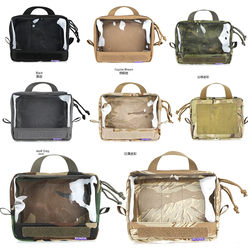 Bolsa de almacenamiento de organización visual táctica al aire libre, bolsa varios, gancho trasero de ventana transparente OT29