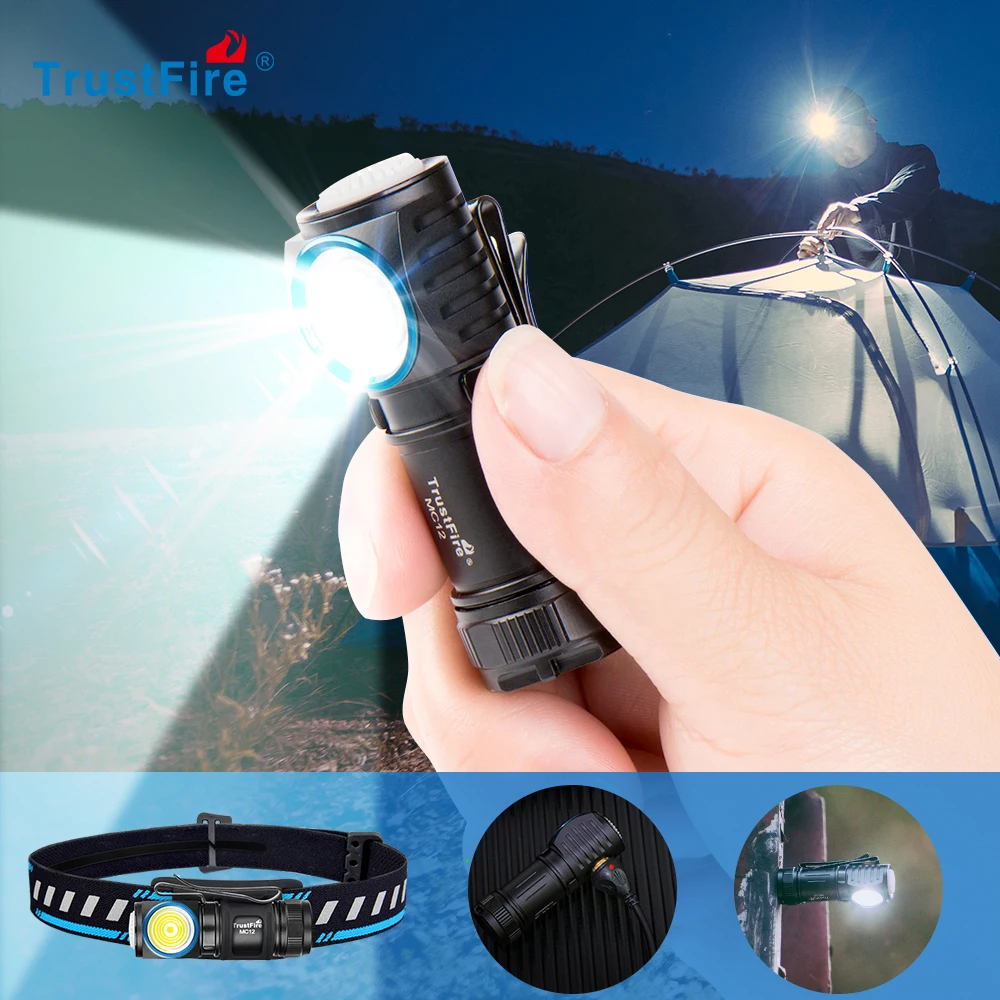 TrustFire-linterna frontal LED MC12 EDC, potente linterna frontal magnética recargable de 1000 lúmenes, XP-L, HI Camping - imagen 2