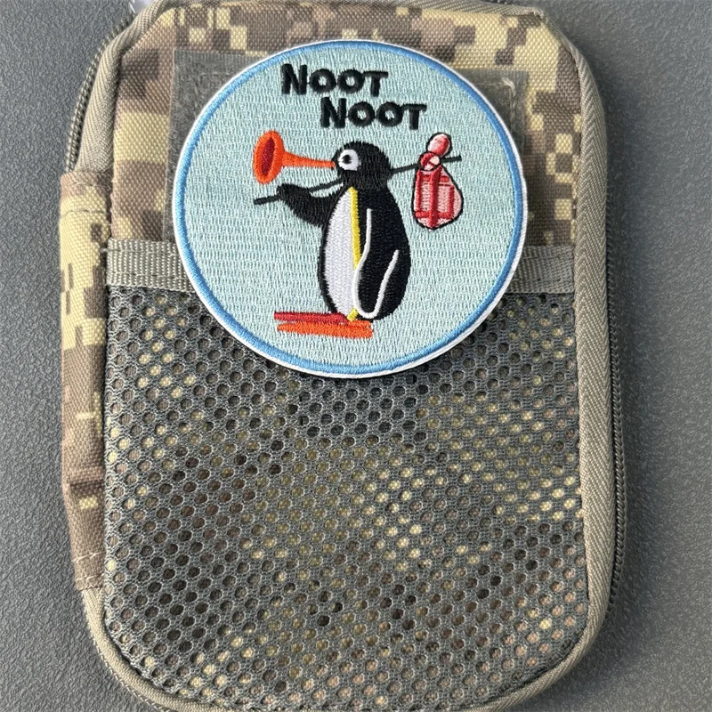 Parche "cute pingüino", insignia de moral táctica, gancho bordado y bucle, mochila, ropa, accesorios decorativos, pegatina, brazalete