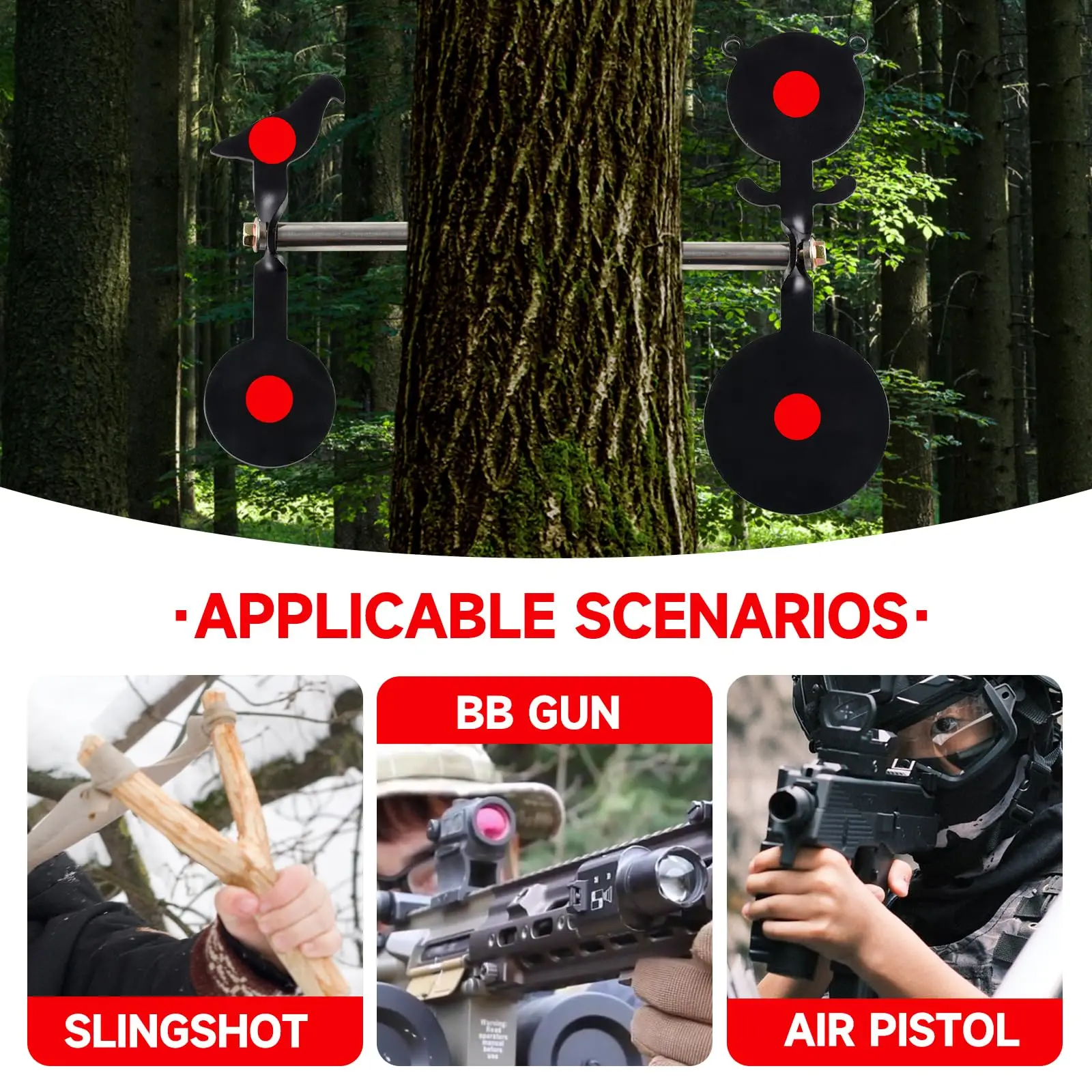 360 °   Alvos de tiro de gallo y pájaro de oso de acero con rotación de 3mm, adecuados para pistolas BB, rifles de aire, pistolas, práctica de tiro al aire libre - imagen 4