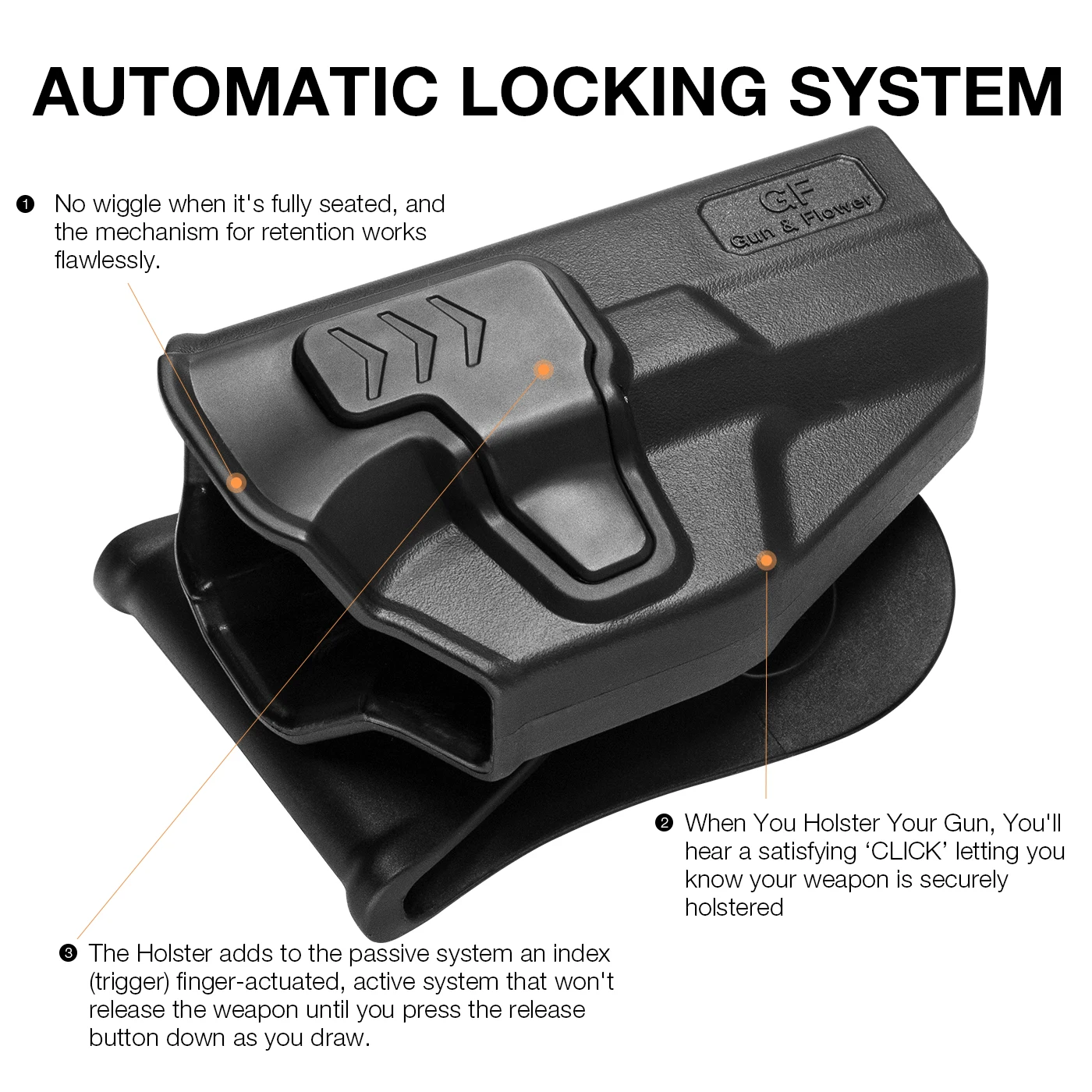 Compatible con Glock 19 Gen 3-5,Glock 23/32 Gen 3-4,G19X/44/45, funda OB, accesorio de bolsas de polímero de liberación de índice de transporte oculto, mano derecha - imagen 2