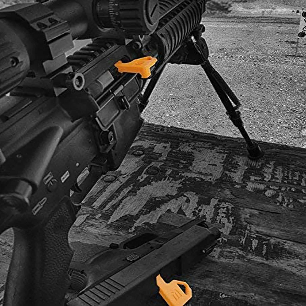 Bandera de seguridad de cámara Universal, herramienta de cabeza plana integrada para 9mm .45 ACP .22lr, .223, 5,56. 308, accesorios de caza portátiles, 2 uds. - imagen 5