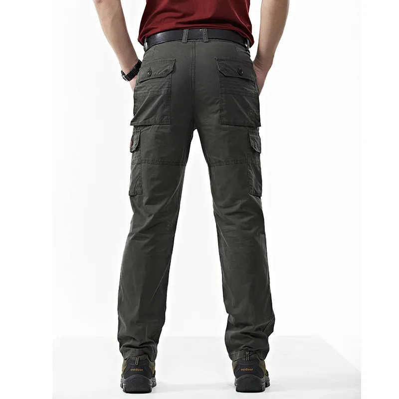 Pantalones largos tácticos con múltiples bolsillos para hombre, ropa informal de talla grande 42 para exteriores, pantalones Cargo de algodón, pantalones vaqueros holgados para primavera - imagen 5