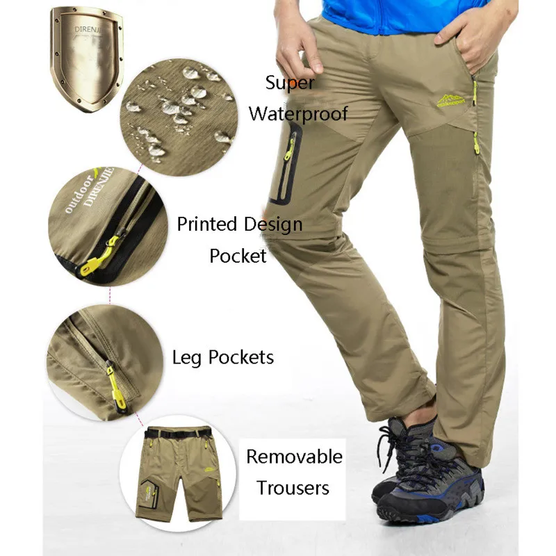 Pantalones Cargo para hombre, Shorts de secado rápido desmontables, tácticos, transpirables, elásticos, para senderismo - imagen 4