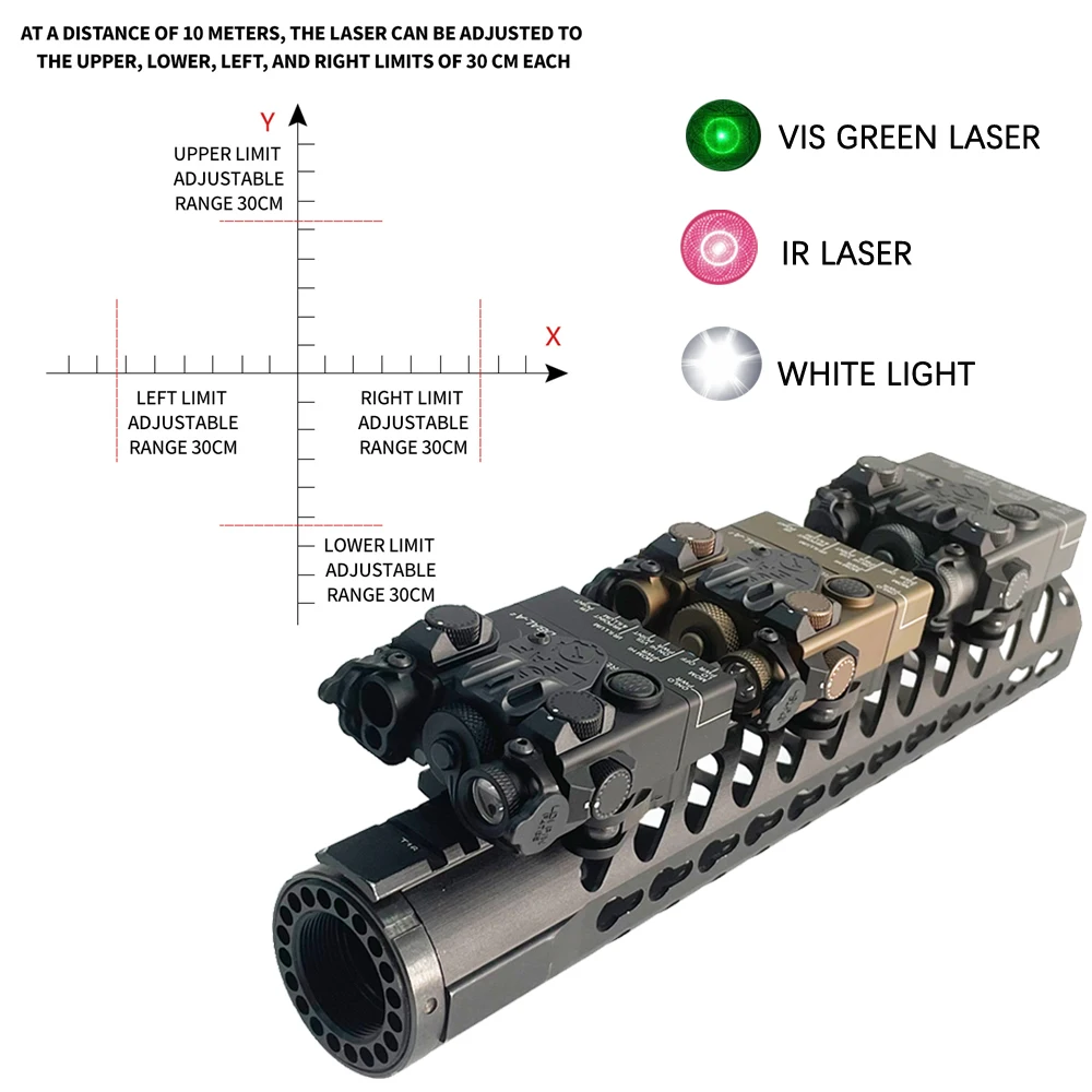 Luz láser infrarroja para Airsoft, DBAL-A2 de Metal completo, verde, vista Avanzada 2, haz doble Visible/IR, PEQ-15A de puntería - imagen 3