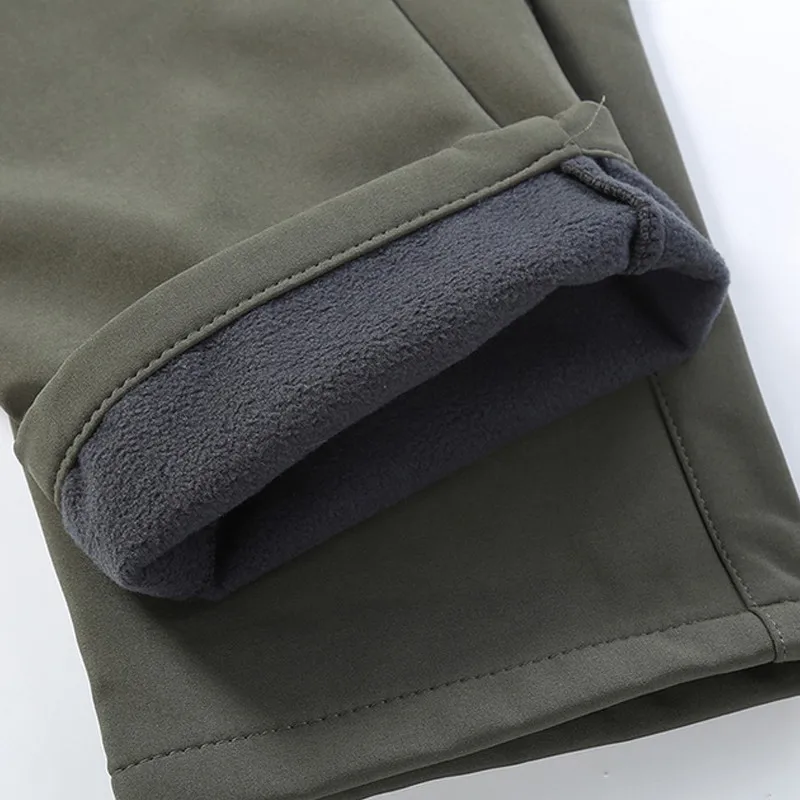 Pantalones de chándal cortavientos para hombre, pantalones tácticos elásticos impermeables, informales, gruesos, cálidos, de lana, piel de tiburón, Invierno - imagen 5
