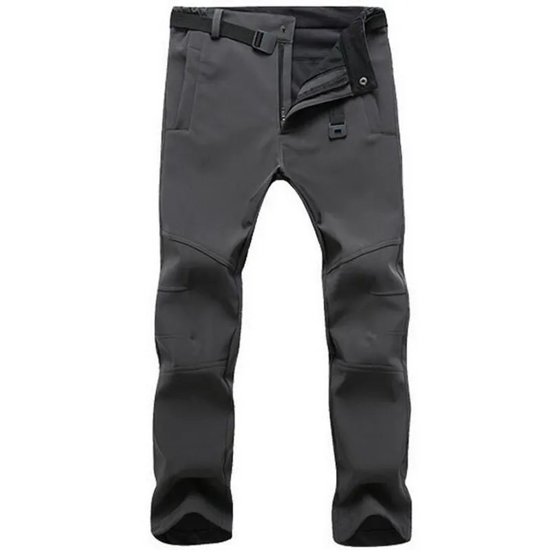 Pantalones de chándal cortavientos para hombre, pantalones tácticos elásticos impermeables, informales, gruesos, cálidos, de lana, piel de tiburón, Invierno - imagen 2