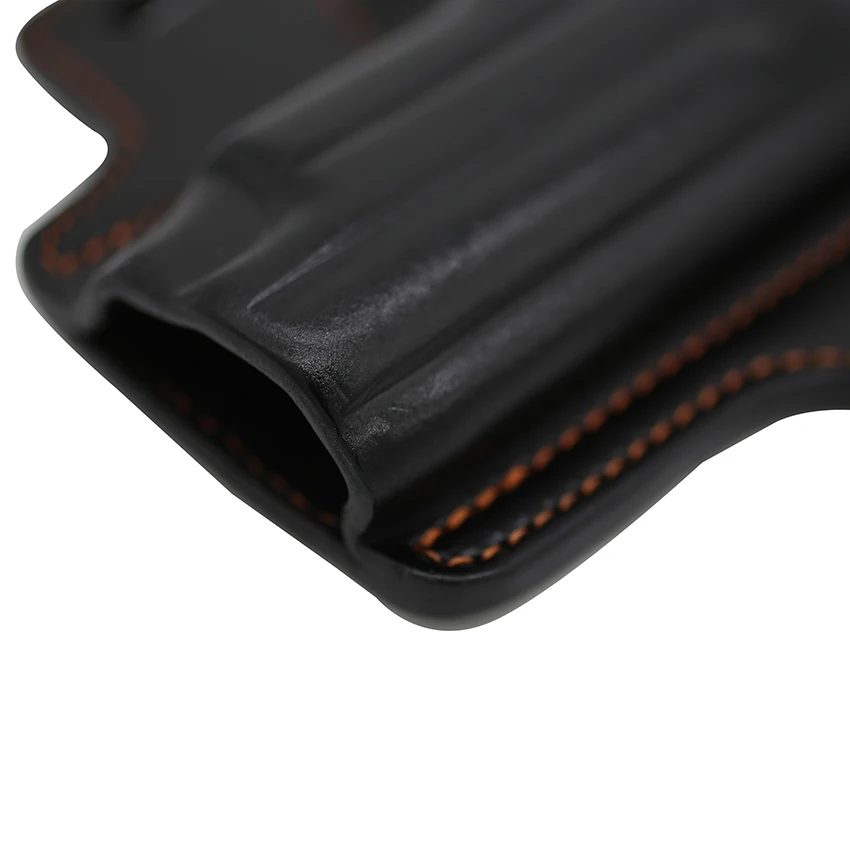 Sólo para Glock 17/22/31, pistola y flor, 2 ranuras, liberación del pulgar, bolsa para pistola con bozal abierta de cuero de grano completo, mano derecha - imagen 5