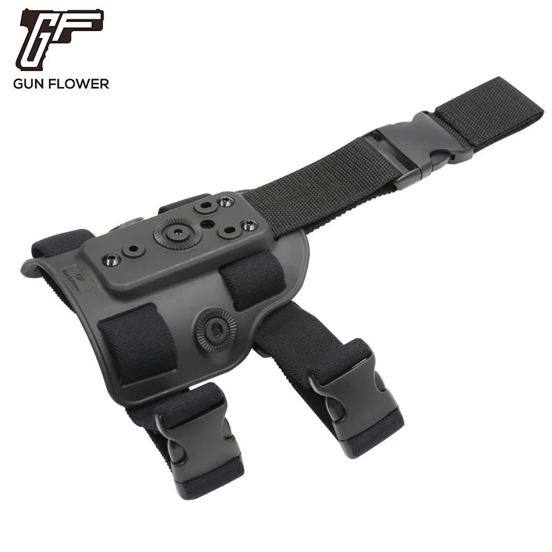 Traje Gunflower Plataforma táctica de montaje en muslo Plataforma de pierna caída de polímero con correa elástica -Negro - imagen 3