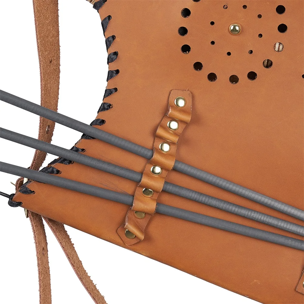 Bolsa de arco recurvo tradicional para tiro con arco, conjunto de carnada de flecha de cuero de vaca, con correas ajustables - imagen 4