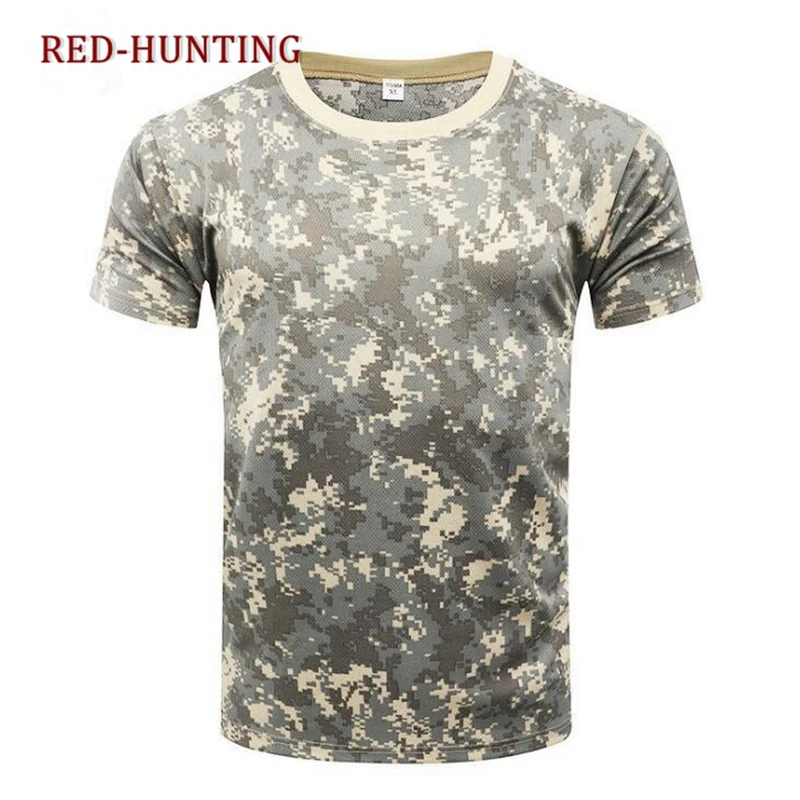 Camiseta de camuflaje para senderismo, camisa de caza de secado rápido para exteriores, camisa de manga corta de camuflaje, Tops tácticos - imagen 4