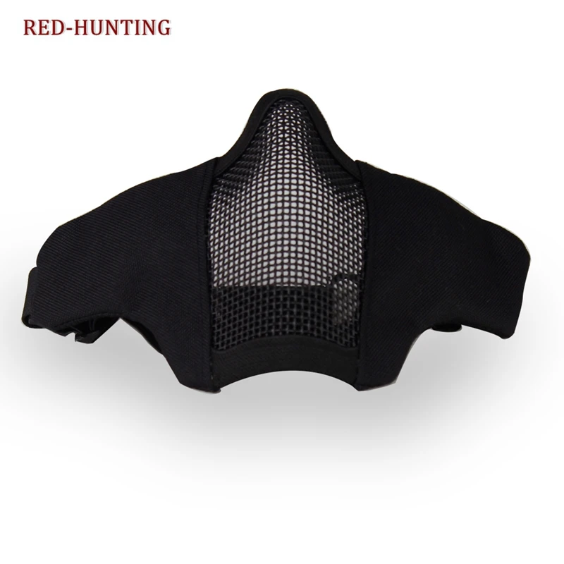 Máscara protectora táctica para caza, mascarilla militar de media cara inferior, malla metálica de acero, plegable, para Paintball CS - imagen 4